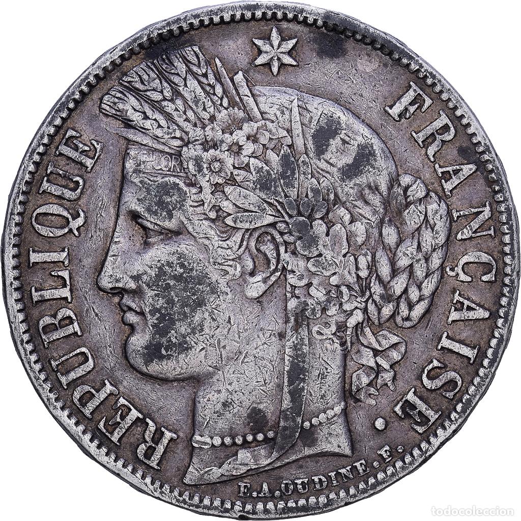 Monedas antiguas de Europa: [#1118147] Francia, C&eacute;r&egrave;s, 5 Francs, 1850, Paris, BC+, Plata, KM:761.1, Gadoury:719