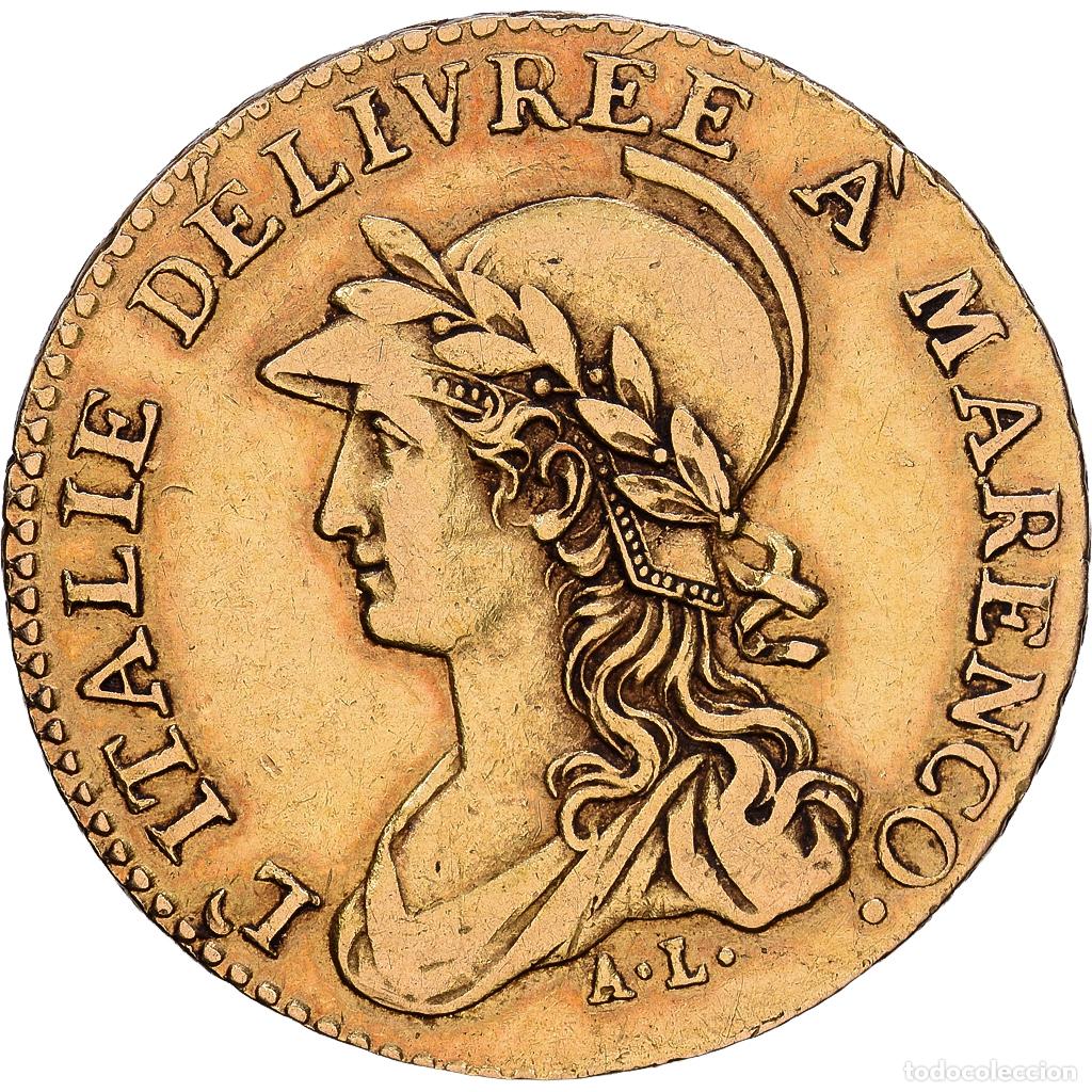 Monedas antiguas de Europa: [#1547983] Piedmontese Republic, 20 Francs, an 9 (1800), Turin, Oro, MBC, KM:5
