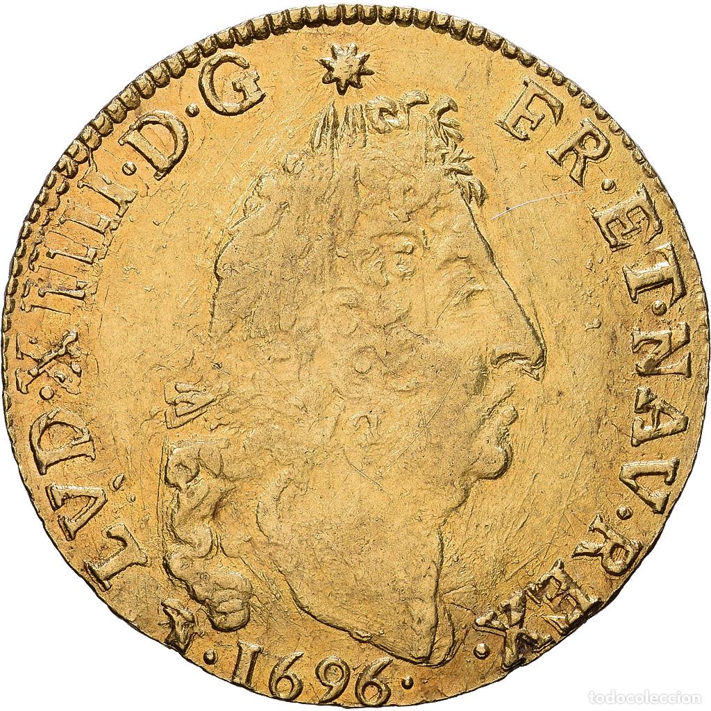 Monedas antiguas de Europa: [#1535205] Francia, Louis XIV, Louis d'or au 4 L, 1696, Toulouse, Fausse r&eacute;formation, Oro