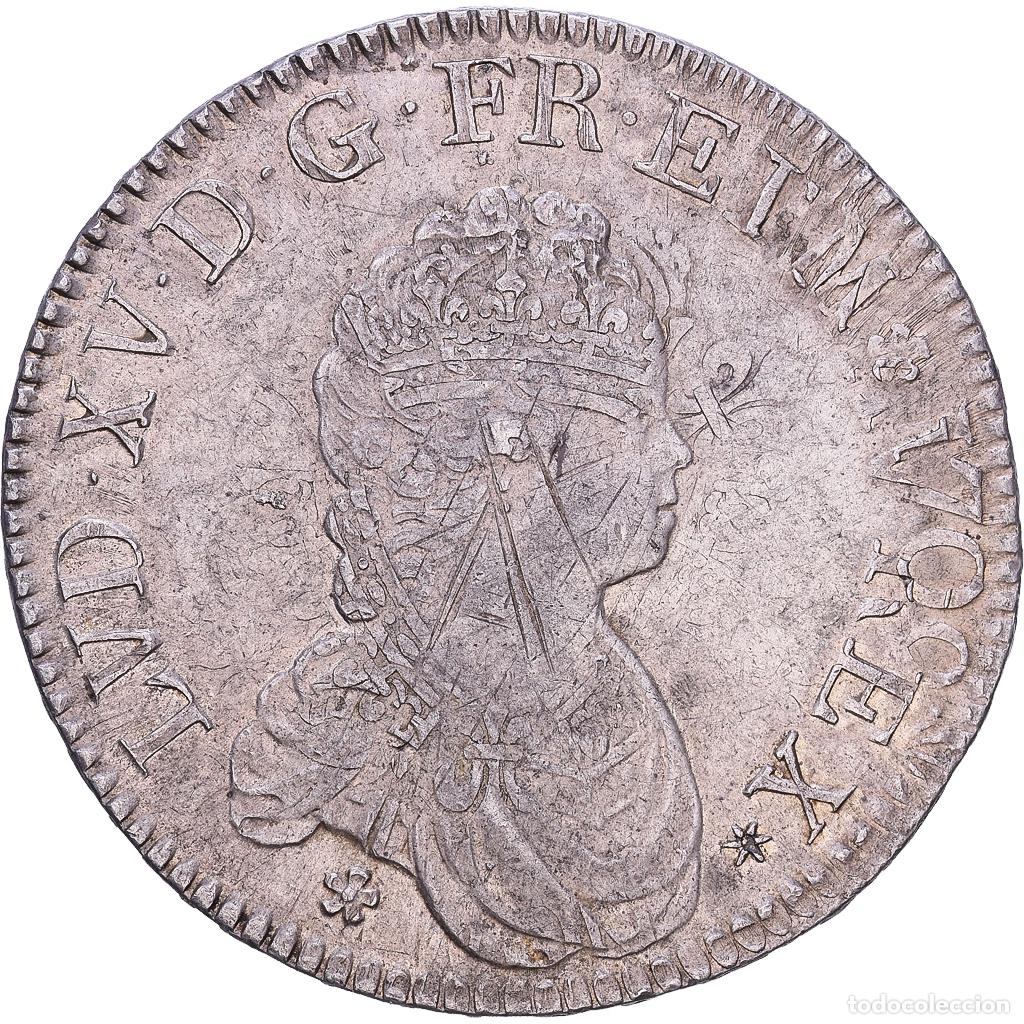 Monedas antiguas de Europa: [#982560] Francia, Louis XV, Ecu Vertugadin, 1716, Caen, reformed, Plata, MBC, Gadoury:317