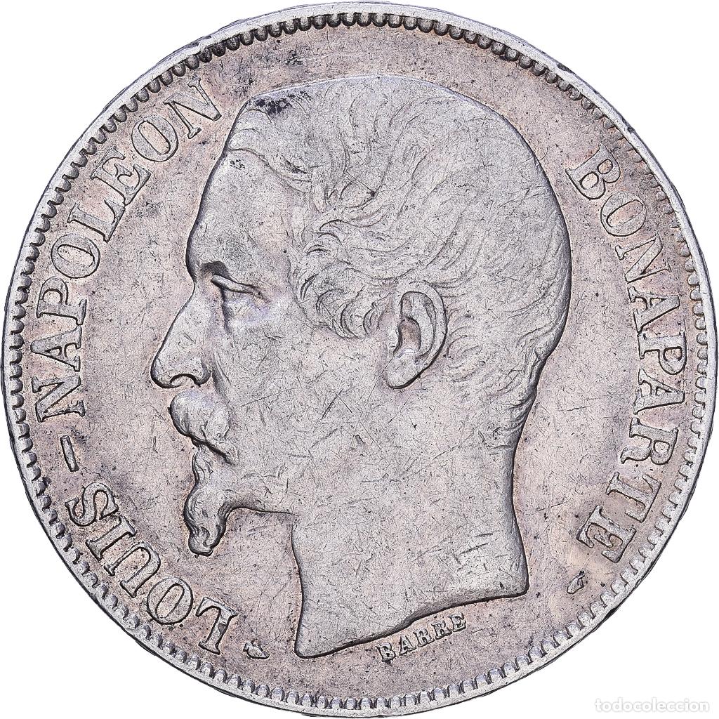 Monedas antiguas de Europa: [#1118094] Francia, Louis-Napol&eacute;on Bonaparte, 5 Francs, 1852, Paris, Grosse t&ecirc;te, Plata