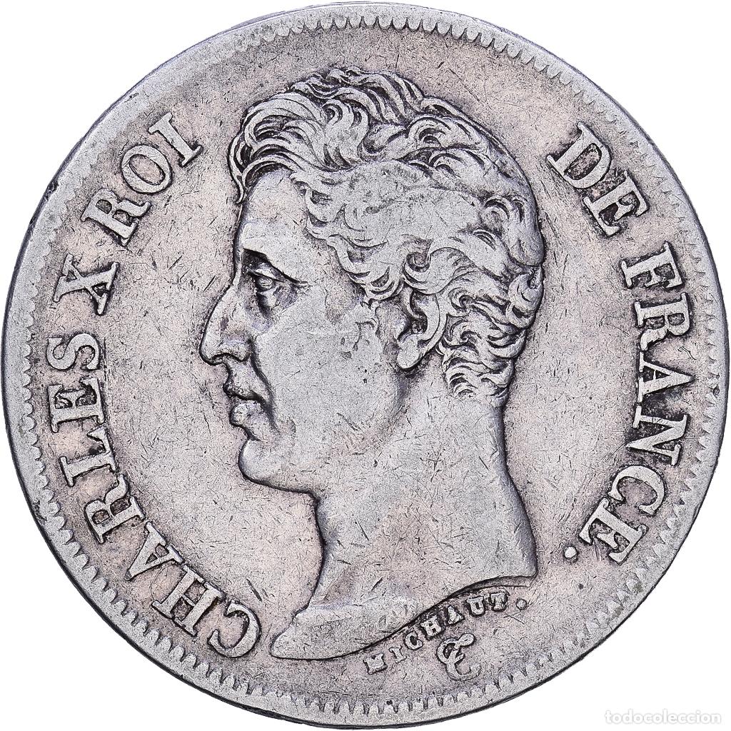 Monedas antiguas de Europa: [#1118095] Francia, Charles X, 5 Francs, 1826, Paris, BC+, Plata, KM:720.1, Gadoury:643
