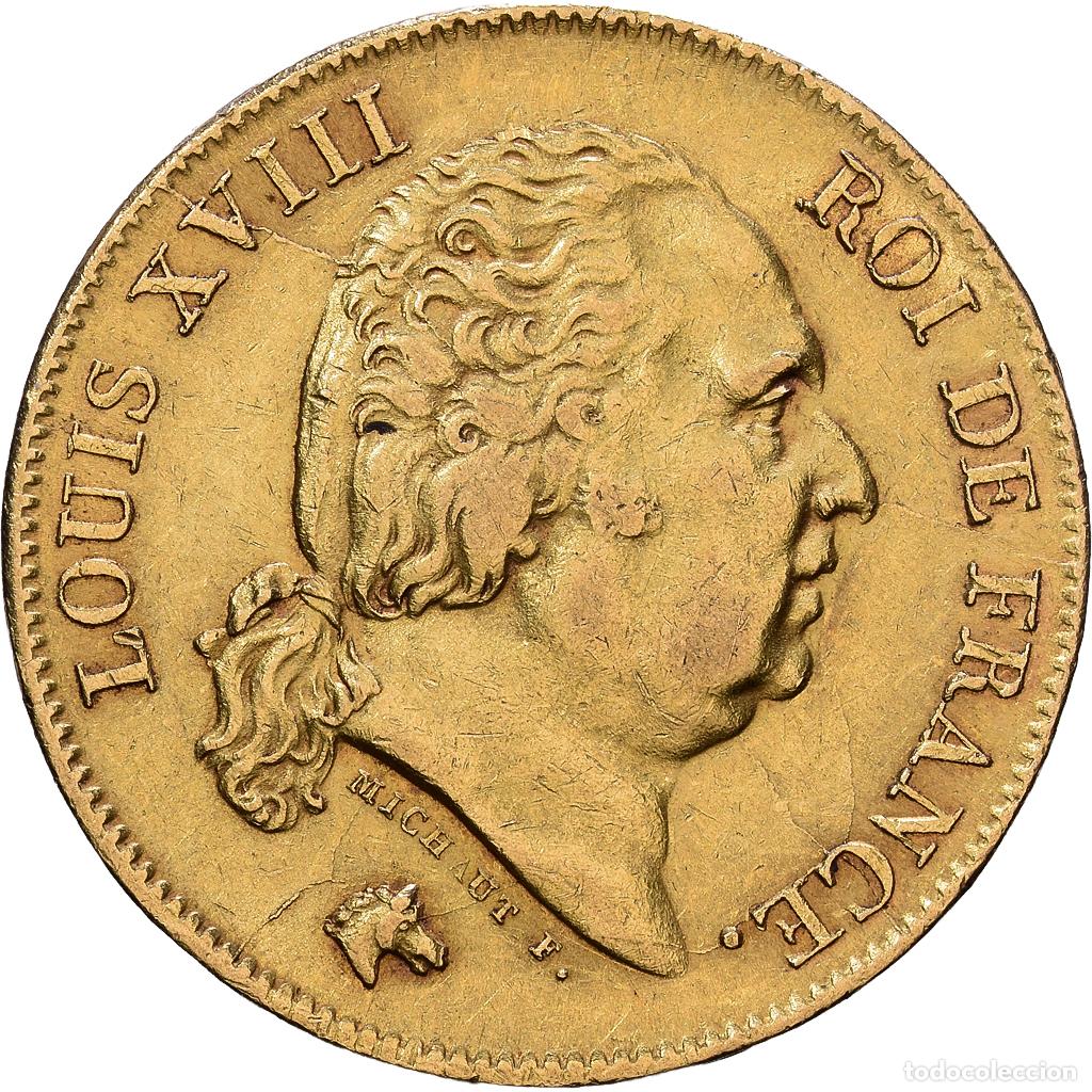 Monedas antiguas de Europa: [#1118304] Francia, Louis XVIII, 40 Francs, 1818, Lille, Oro, MBC, Gadoury:1092, KM:713.6