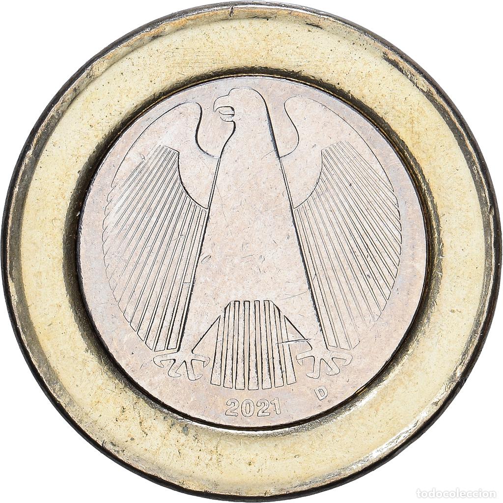 Monedas antiguas de Europa: [#1547954] Alemania, 1 Euro, error weak strike, 2021, Munich, Bimet&aacute;lico, BC+, KM:257