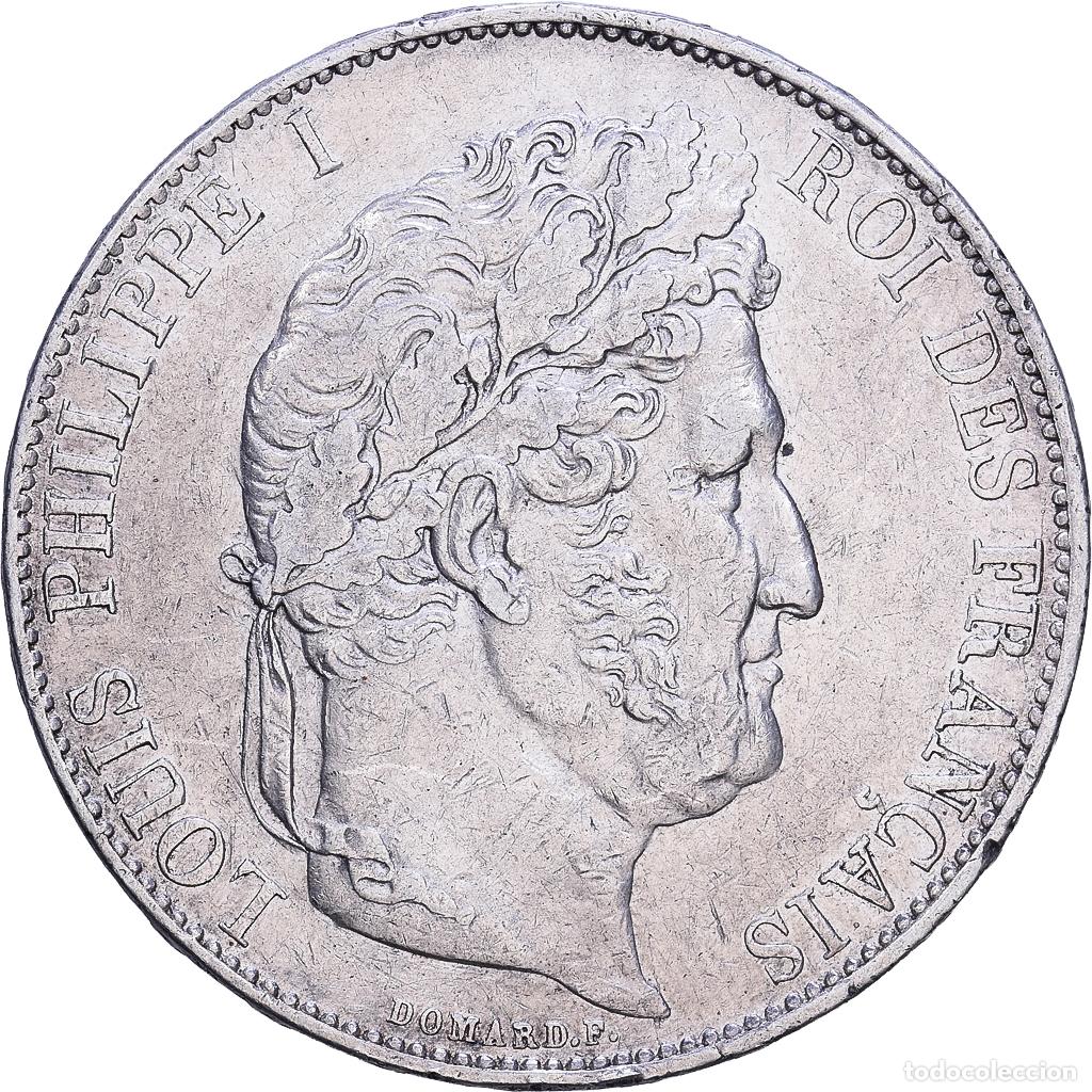 Monedas antiguas de Europa: [#1118239] Francia, Louis-Philippe I, 5 Francs, 1844, Lille, Plata, BC+, Gadoury:678a