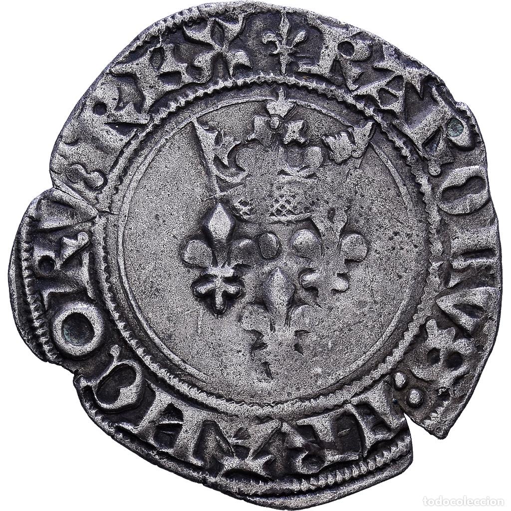 Monedas antiguas de Europa: [#1535226] Francia, Charles VI, Gros dit &rdquo;Florette&rdquo;, 1419, Ch&acirc;lons-en-Champagne, Vell&oacute;n