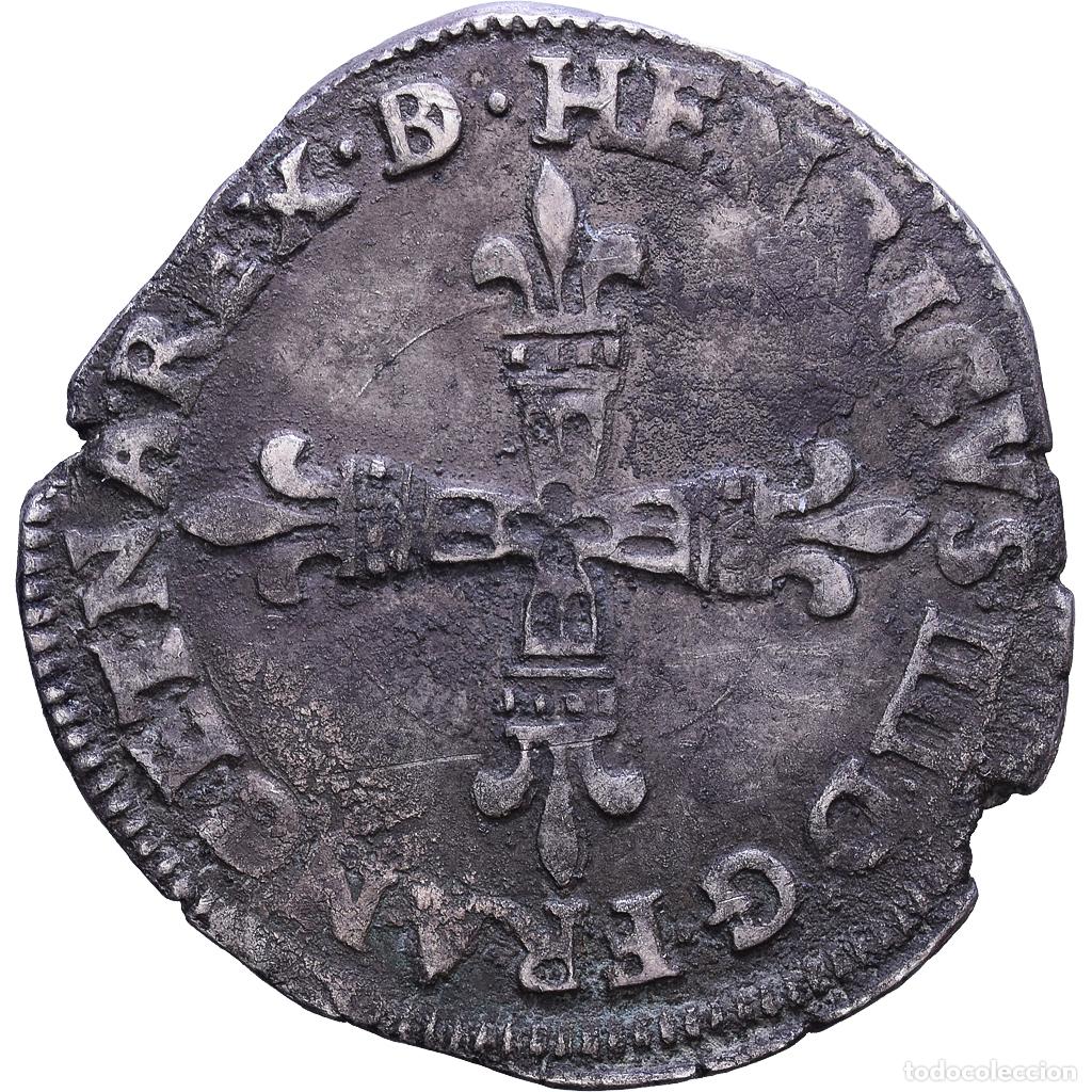 Monedas antiguas de Europa: [#1535215] Francia, Henri IV, 1/4 Ecu de B&eacute;arn, 1603, Morlaas, Plata, MBC, Gadoury:603