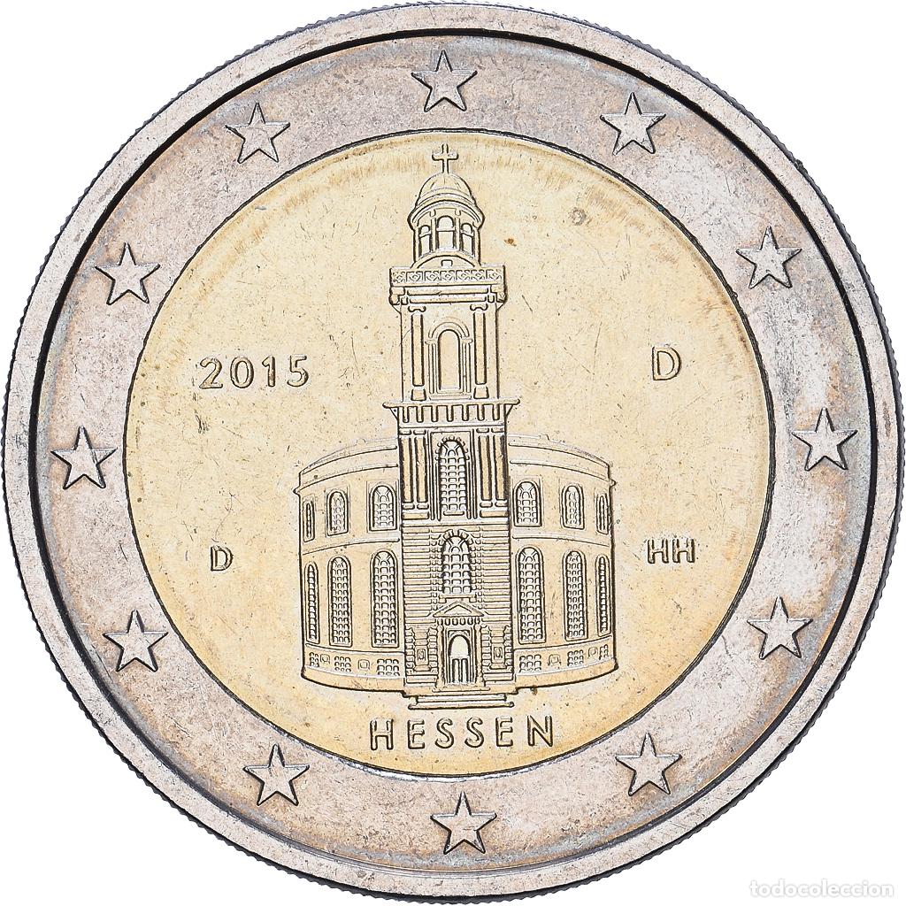 Monedas antiguas de Europa: [#1547952] Alemania, 2 Euro, Hessen, Error Coin Alignment, 2015, Munich, Bimet&aacute;lico, MBC+