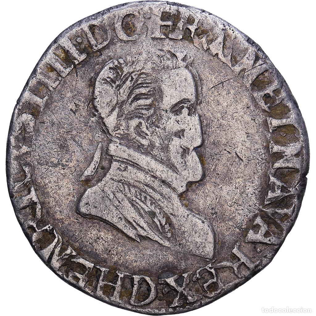 Monedas antiguas de Europa: [#1203561] Francia, Henri IV, 1/2 Franc buste laur&eacute;, 1594, Lyon, Plata, BC+