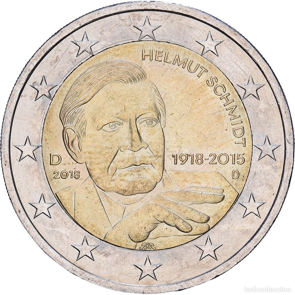 Monedas antiguas de Europa: [#1547946] Alemania, 2 Euro, Helmut Schmidt, Error Coin Alignment, 2018, Munich