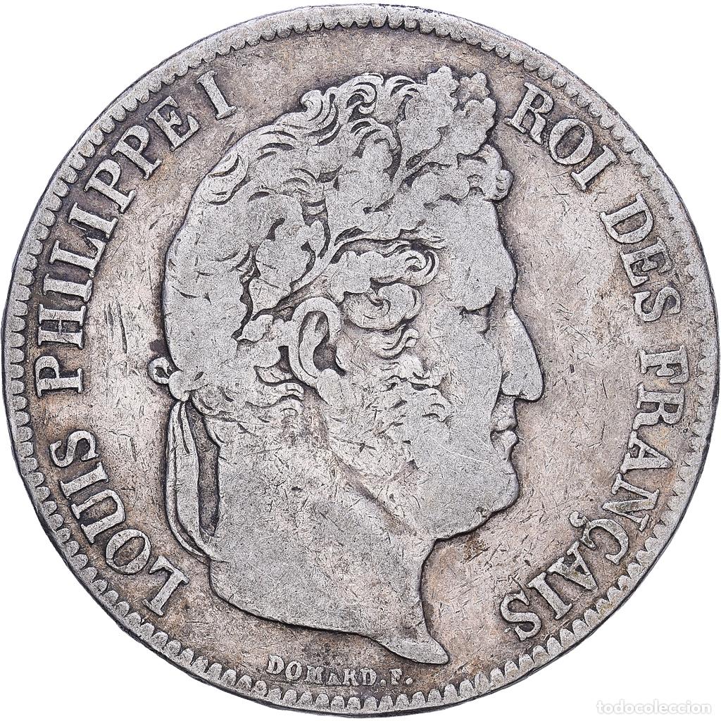 Monedas antiguas de Europa: [#1552564] Francia, Louis Philippe I, 5 Francs, 1837, Rouen, Plata, BC+, Gadoury:678