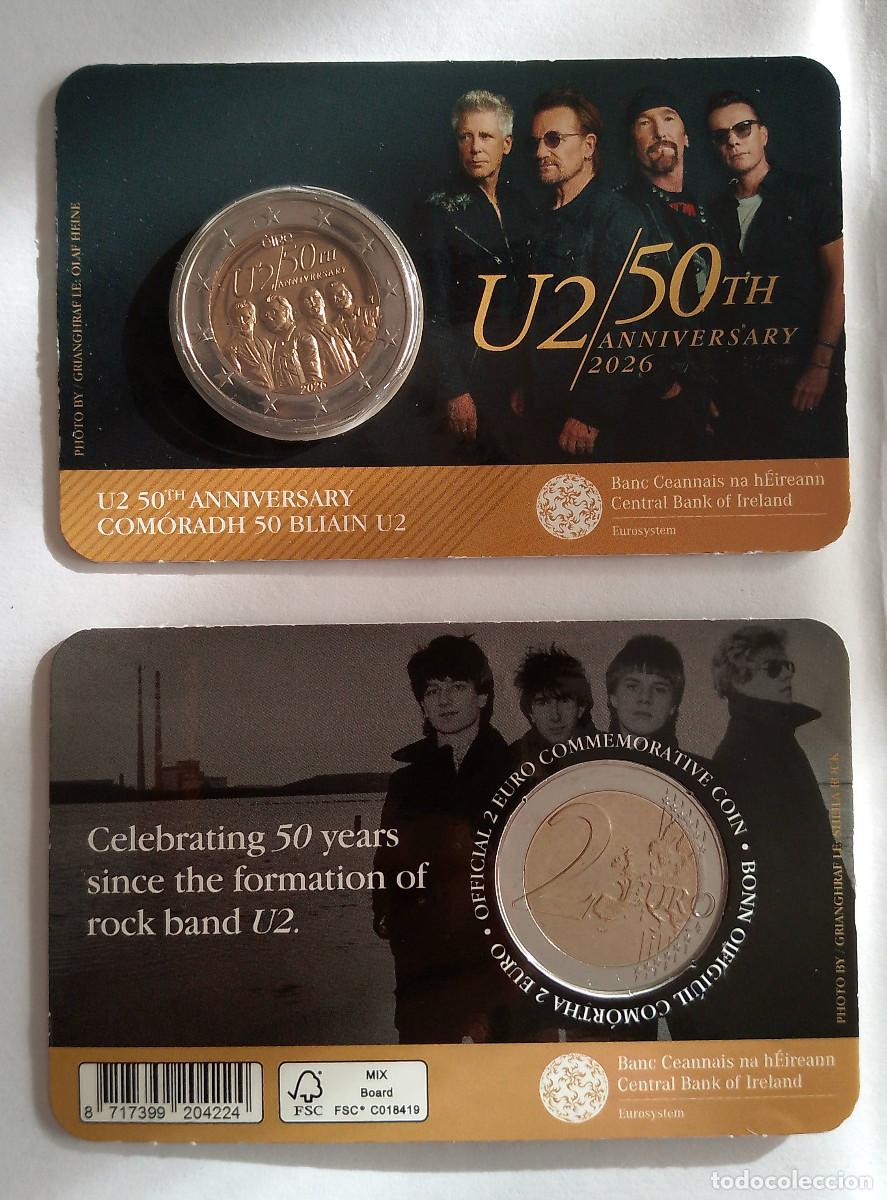 Monedas antiguas de Europa: COIN CARD 2 EURO 50 ANIVERSARIO U2 - IRLANDA 2026