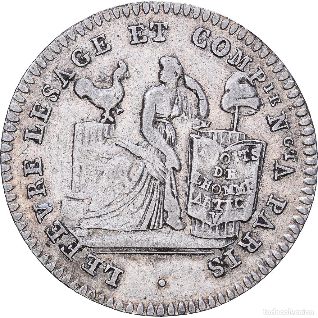 Monedas antiguas de Europa: [#1118163] Moneda, Francia, Lefevre Lesage, 10 Sols, 1792, BC+, Plata, KM:Tn19