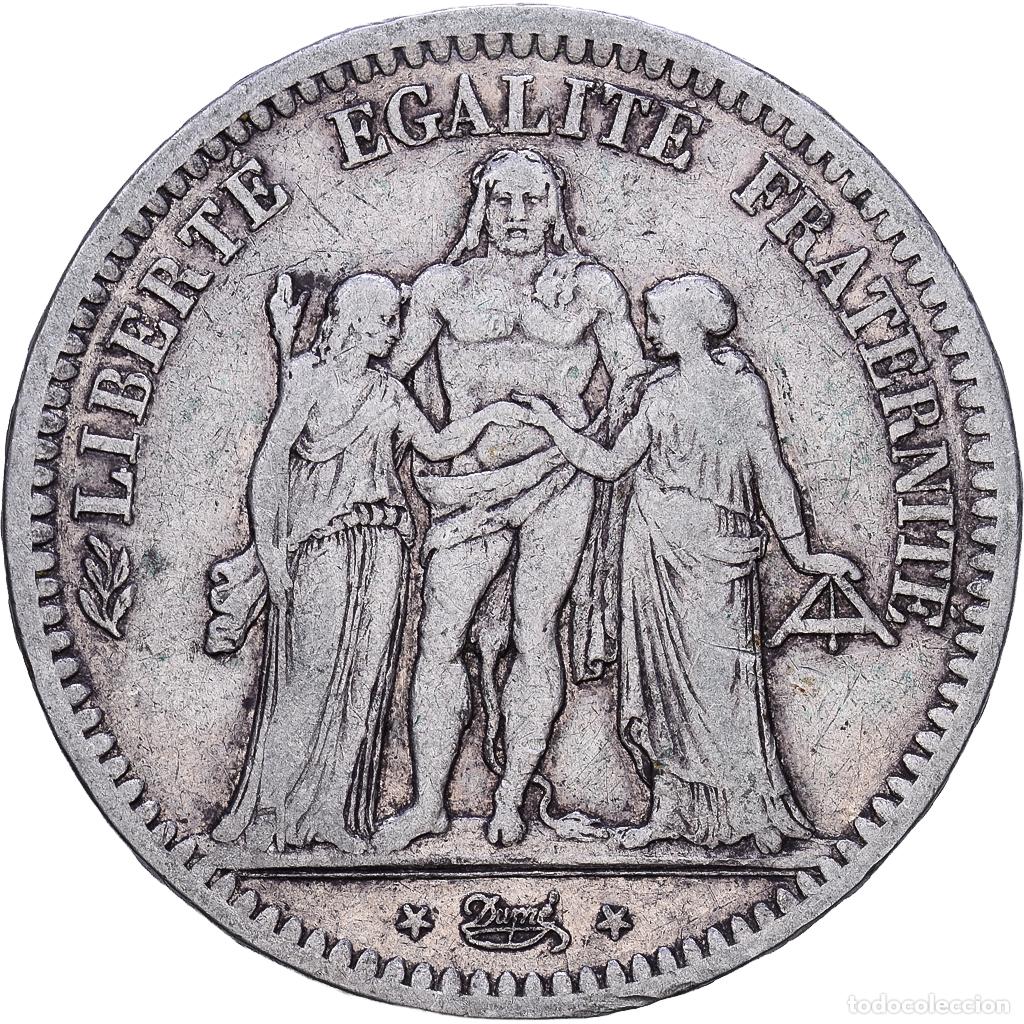 Monedas antiguas de Europa: [#1118102] Francia, 5 Francs, Hercule, 1848, Rouen, Plata, BC+, Gadoury:683, KM:756.1