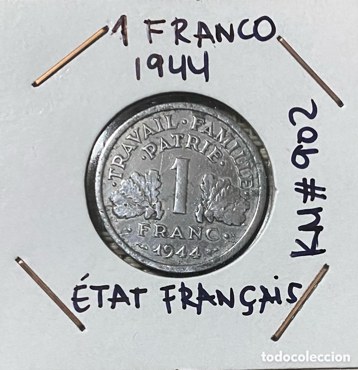 Monedas antiguas de Europa: Francia, un franco de 1944