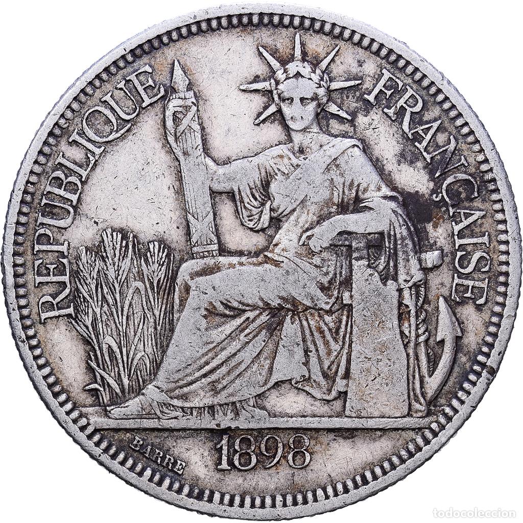 Monedas antiguas de Europa: [#1118277] Moneda, INDOCHINA FRANCESA, Piastre, 1898, Paris, MBC, Plata, KM:5a.1