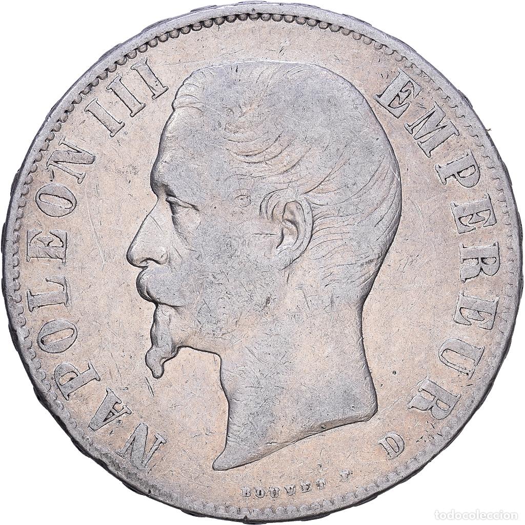 Monedas antiguas de Europa: [#1118097] Francia, Napoleon III, 5 Francs, 1856, Lyon, Plata, BC+, Gadoury:734, KM:782.3