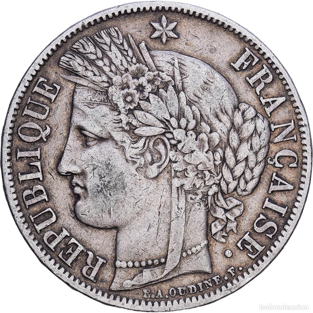 Monedas antiguas de Europa: [#1118148] Moneda, Francia, C&eacute;r&egrave;s, 5 Francs, 1851, Paris, BC+, Plata, Gadoury:719