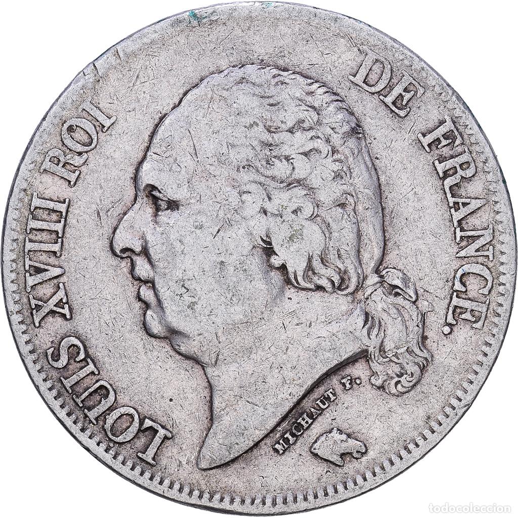 Monedas antiguas de Europa: [#1118103] Francia, Louis XVIII, 5 Francs, 1822, Paris, BC+, Plata, KM:711.1
