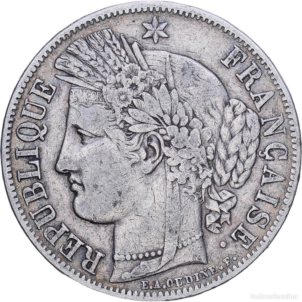 Monedas antiguas de Europa: [#1118253] Moneda, Francia, C&eacute;r&egrave;s, 5 Francs, 1849, Paris, BC+, Plata, KM:761.1