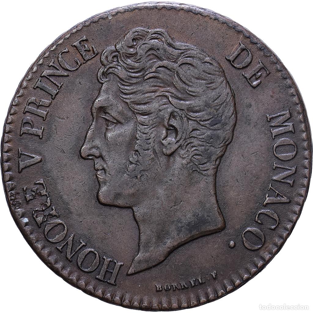Monedas antiguas de Europa: [#1118273] Moneda, M&oacute;naco, Honore V, 5 Centimes, 1837, Monaco, MBC, Cobre, Gadoury:MC102