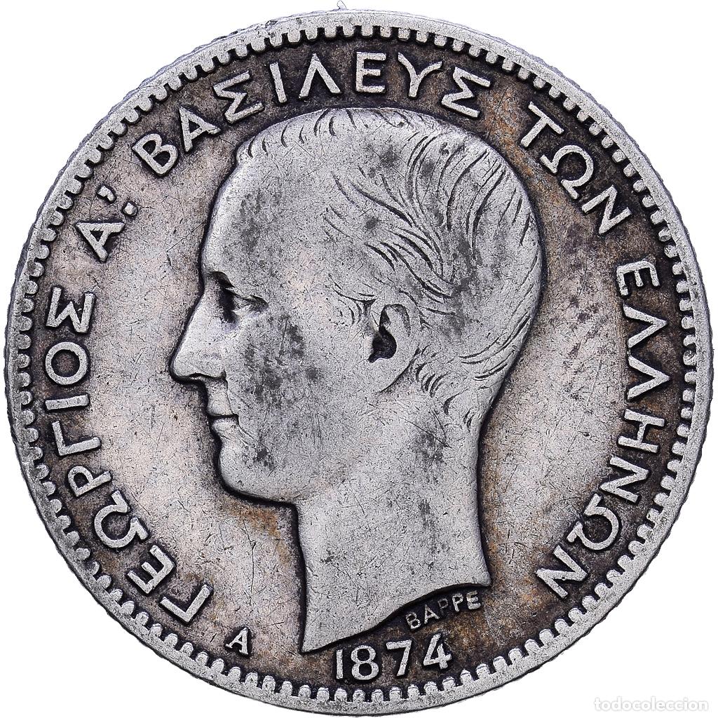 Monedas antiguas de Europa: [#1203509] Grecia, George I, Drachma, 1874, Paris, Plata, BC+, KM:38