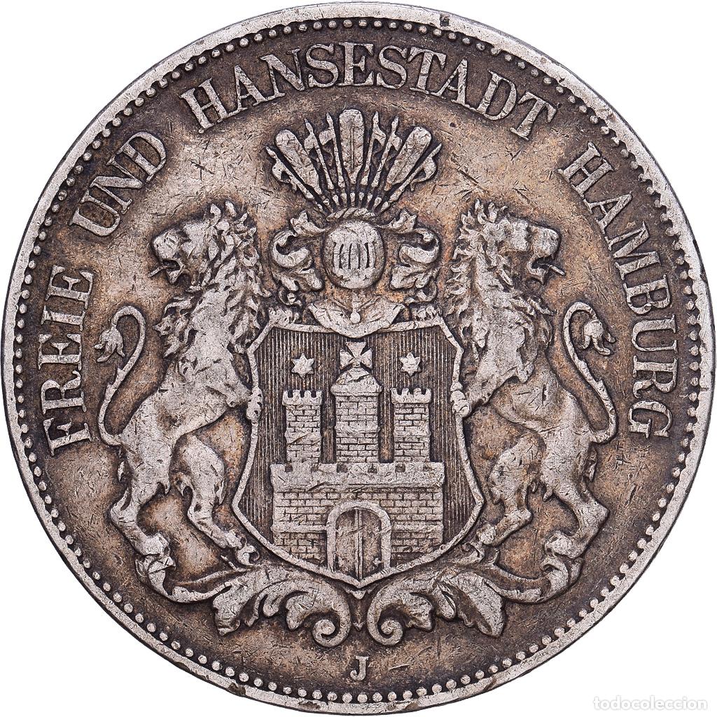 Monedas antiguas de Europa: [#1203525] Estados alemanes, HAMBURG, 5 Mark, 1903, Hamburg, Plata, BC+, KM:610