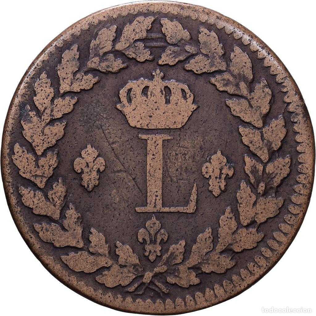 Monedas antiguas de Europa: [#1535134] Francia, Louis XVIII, 1 D&eacute;cime, 1815, Strasbourg, Bronce, BC+, Gadoury:196d