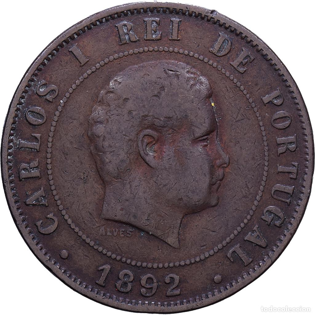 Monedas antiguas de Europa: [#1535146] Portugal, Carlos I, 20 Reis, 1892, Lisbon, Bronce, BC+, KM:533