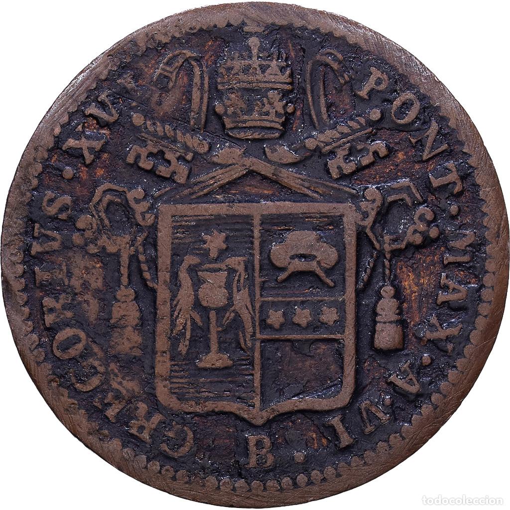 Monedas antiguas de Europa: [#1535161] Papal States, Gregory XVI, Mezzo (1/2) Baiocco, 1836, Bologna, Cobre, BC+