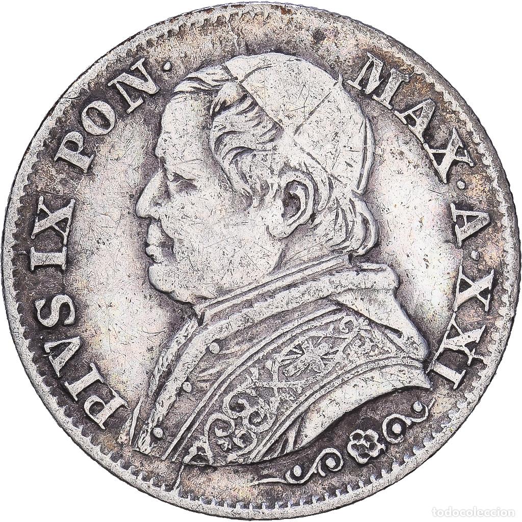 Monedas antiguas de Europa: [#1547908] Papal States, Pius IX, 5 Soldi, 1867, Rome, Plata, MBC, KM:1375