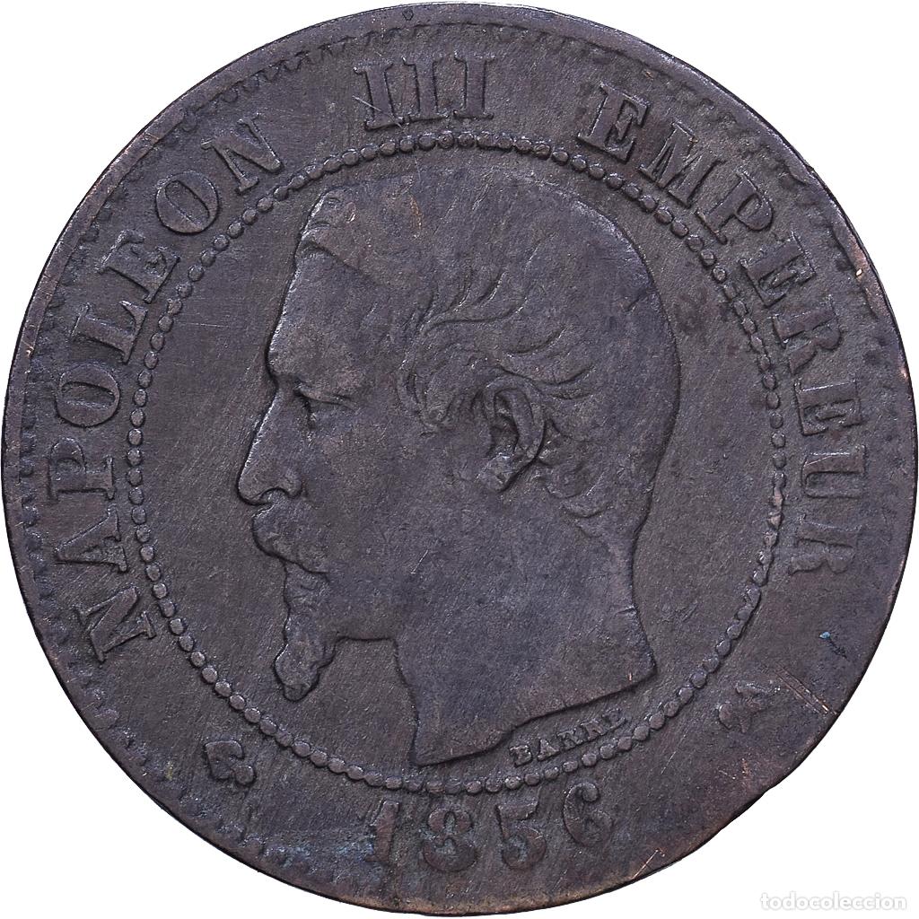 Monedas antiguas de Europa: [#1552599] Francia, Napoleon III, 2 Centimes, 1856, Rouen, Bronce, BC+, Gadoury:103
