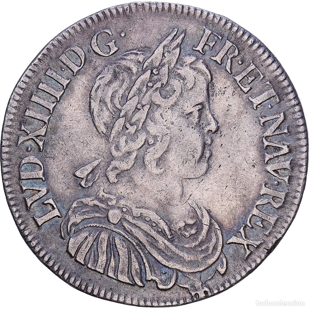 Monedas antiguas de Europa: [#982557] Francia, Louis XIV, 1/2 &Eacute;cu &agrave; la m&egrave;che courte, 1645, Paris, Plata, MBC