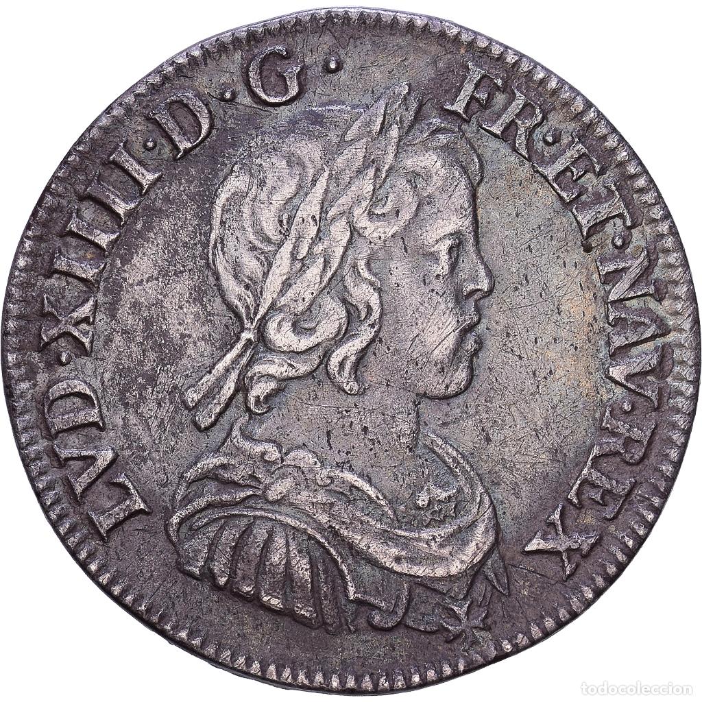Monedas antiguas de Europa: [#982559] Francia, Louis XIV, 1/4 &Eacute;cu &agrave; la m&egrave;che courte, 1644, Paris, Plata, MBC