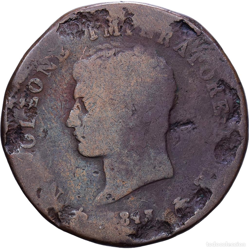 Monedas antiguas de Europa: [#1535154] Kingdom of Italy, Napoleon I, 1 Soldo, 1813, Milan, Cobre, BC, Gadoury:IT18