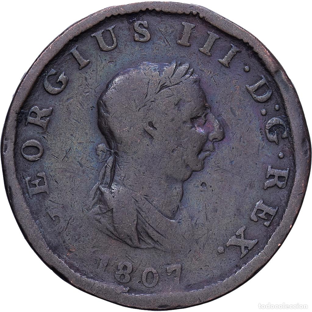 Monedas antiguas de Europa: [#1535163] Reino Unido, George III, 1/2 Penny, 1807, Soho, Bronce, BC, KM:662