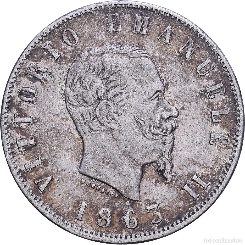 Monedas antiguas de Europa: [#1118227] Moneda, Italia, Vittorio Emanuele II, 2 Lire, 1863, Naples, BC+, Plata, KM:6a.1