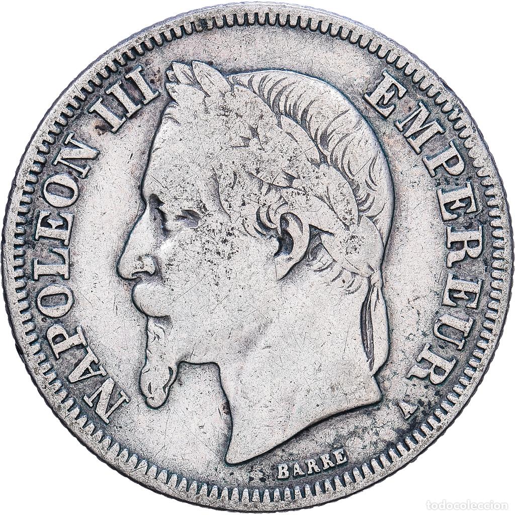 Monedas antiguas de Europa: [#1203504] Francia, Napoleon III, 2 Francs, Napol&eacute;on III, 1867, Paris, Plata, BC+