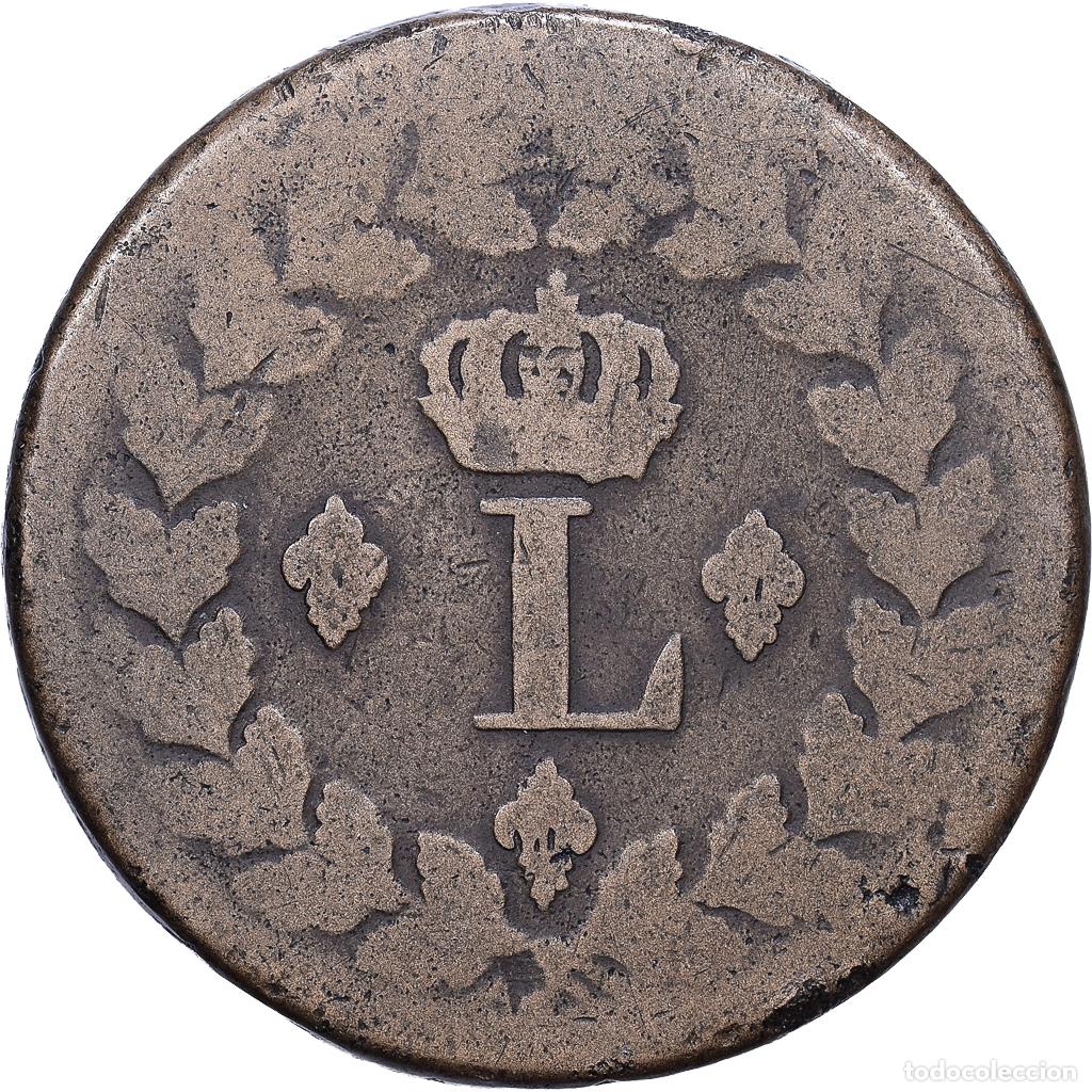 Monedas antiguas de Europa: [#1552624] Francia, Louis XVIII, Decime, 1814, Strasbourg, Bronce, BC+, Gadoury:196a