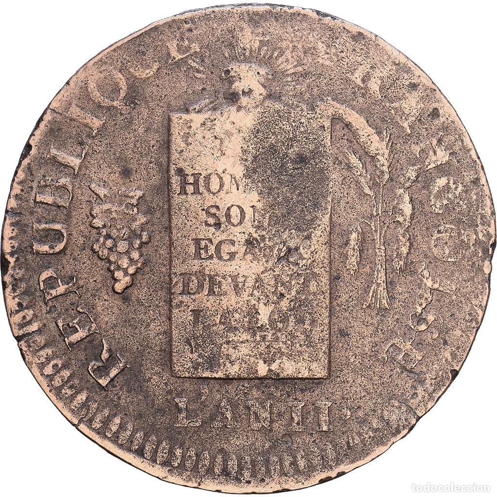 Monedas antiguas de Europa: [#1548019] Francia, 2 sols Fran&ccedil;ois, ND(1794) - An II, Strasbourg, Bronce, BC, Gadoury:32