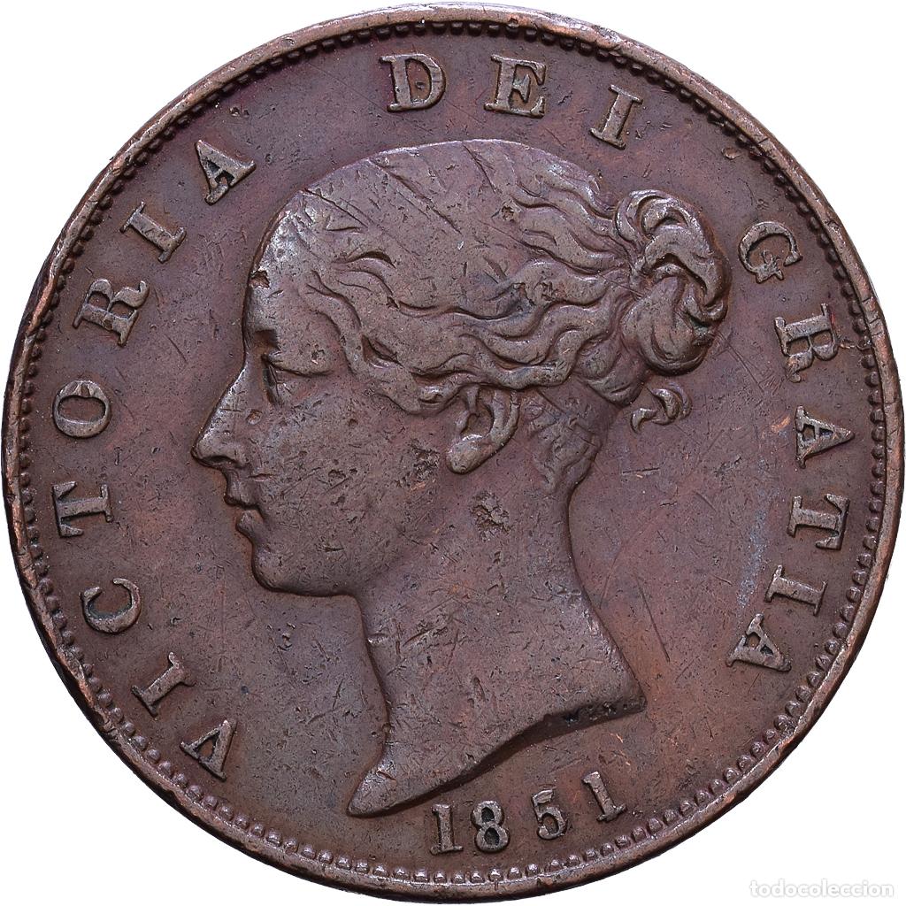 Monedas antiguas de Europa: [#1535155] Reino Unido, Victoria, 1/2 Penny, 1851, London, Cobre, BC+, KM:726