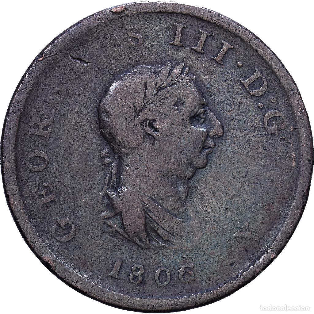 Monedas antiguas de Europa: [#1535164] Reino Unido, George III, 1/2 Penny, 1806, Soho, Bronce, BC, KM:662