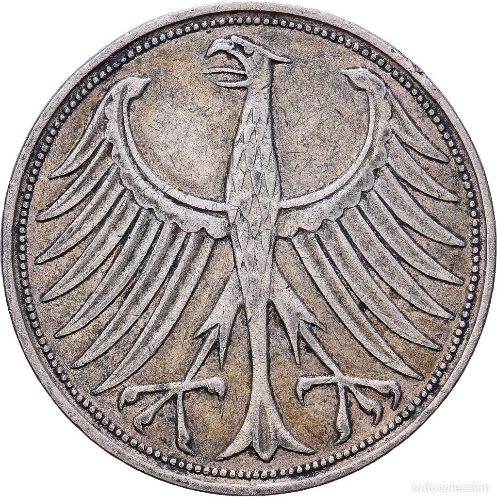 Monedas antiguas de Europa: [#1552660] ALEMANIA - REP&Uacute;BLICA FEDERAL, 5 Mark, 1951, Hamburg, Plata, MBC, KM:112.1