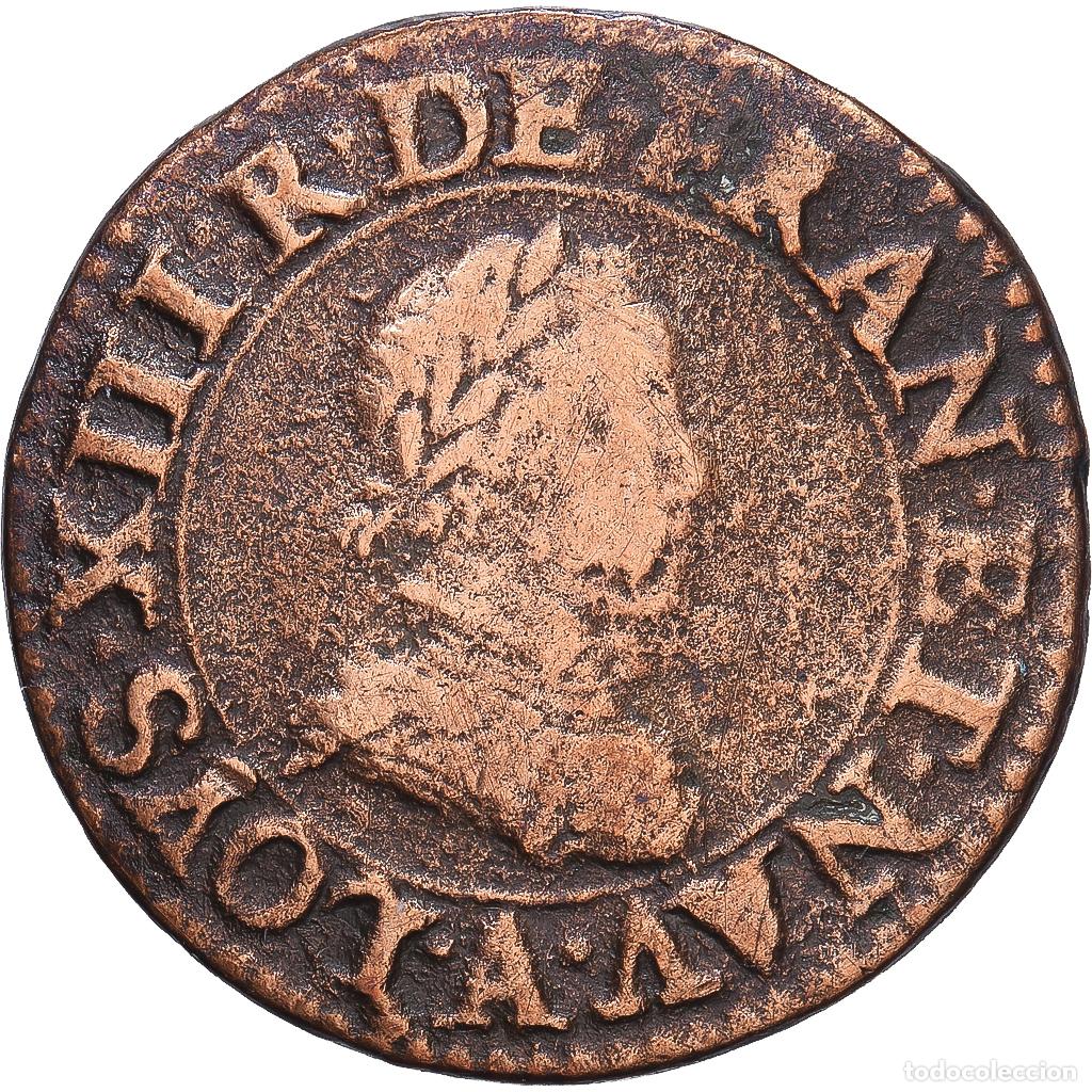 Monedas antiguas de Europa: [#1547931] Francia, Louis XIII, Double Tournois, 1617, Paris, Cobre, BC+, Gadoury:5
