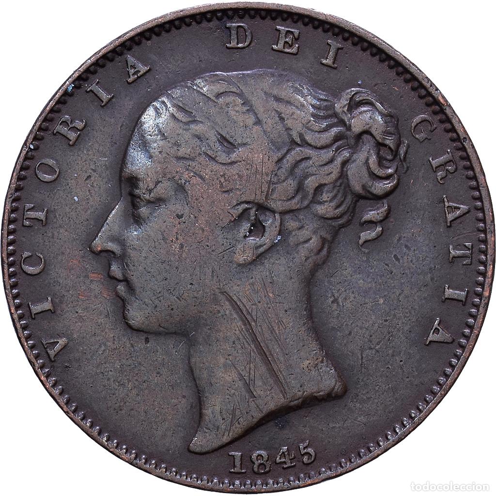Monedas antiguas de Europa: [#1535188] Reino Unido, Victoria, 1 Farthing, 1845, London, Cobre, BC+, KM:725