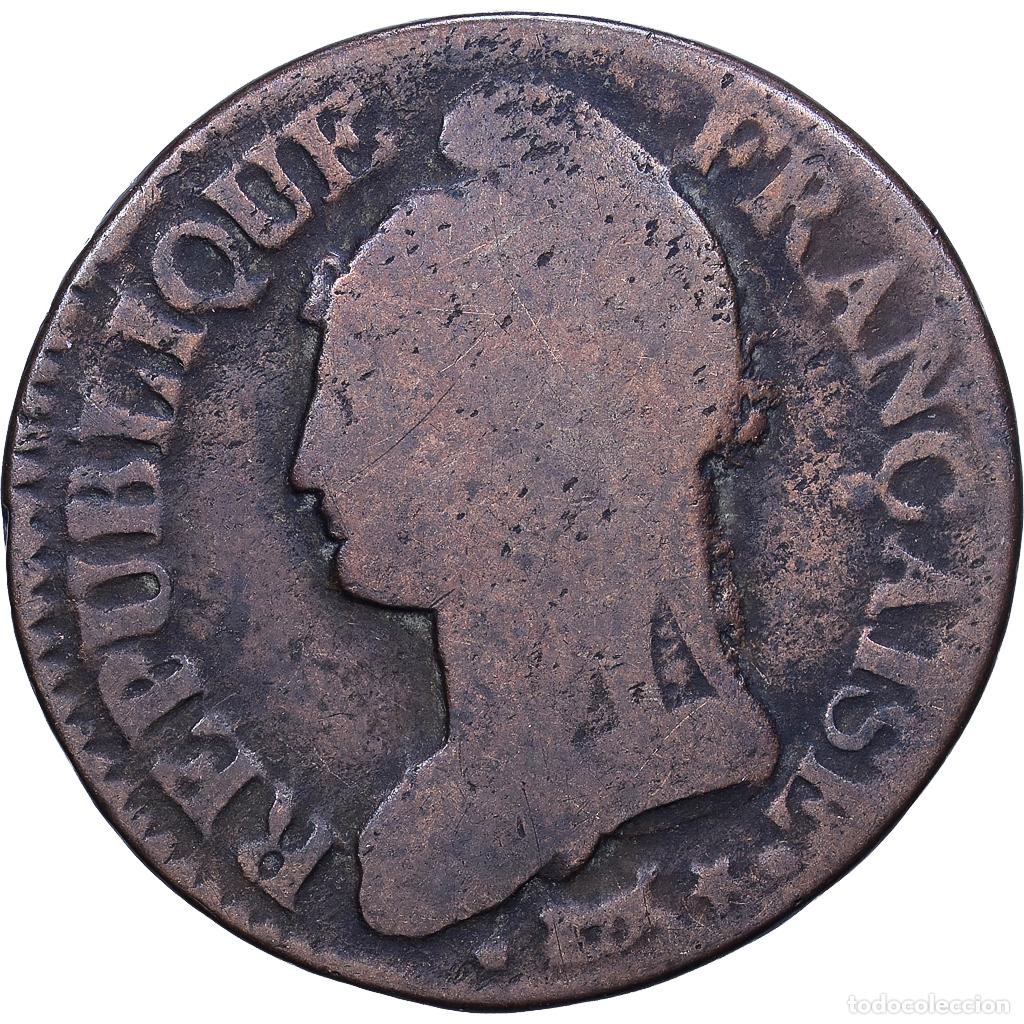 Monedas antiguas de Europa: [#1552615] Francia, 5 Centimes, Dupr&eacute;, AN 8 (1799-1800), Metz, Directoire, Bronce, BC