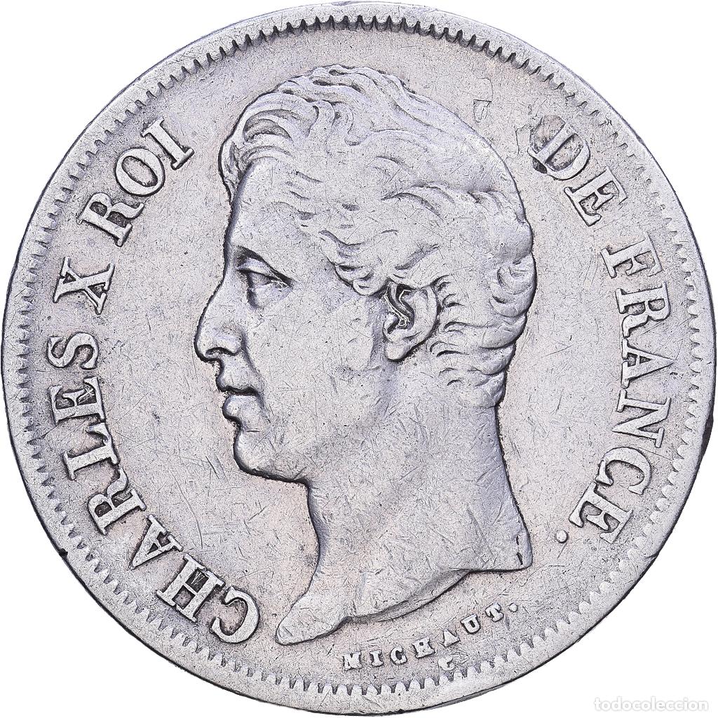Monedas antiguas de Europa: [#1531295] Francia, Charles X, 5 Francs, 1827, Lille, Plata, MBC, Gadoury:644