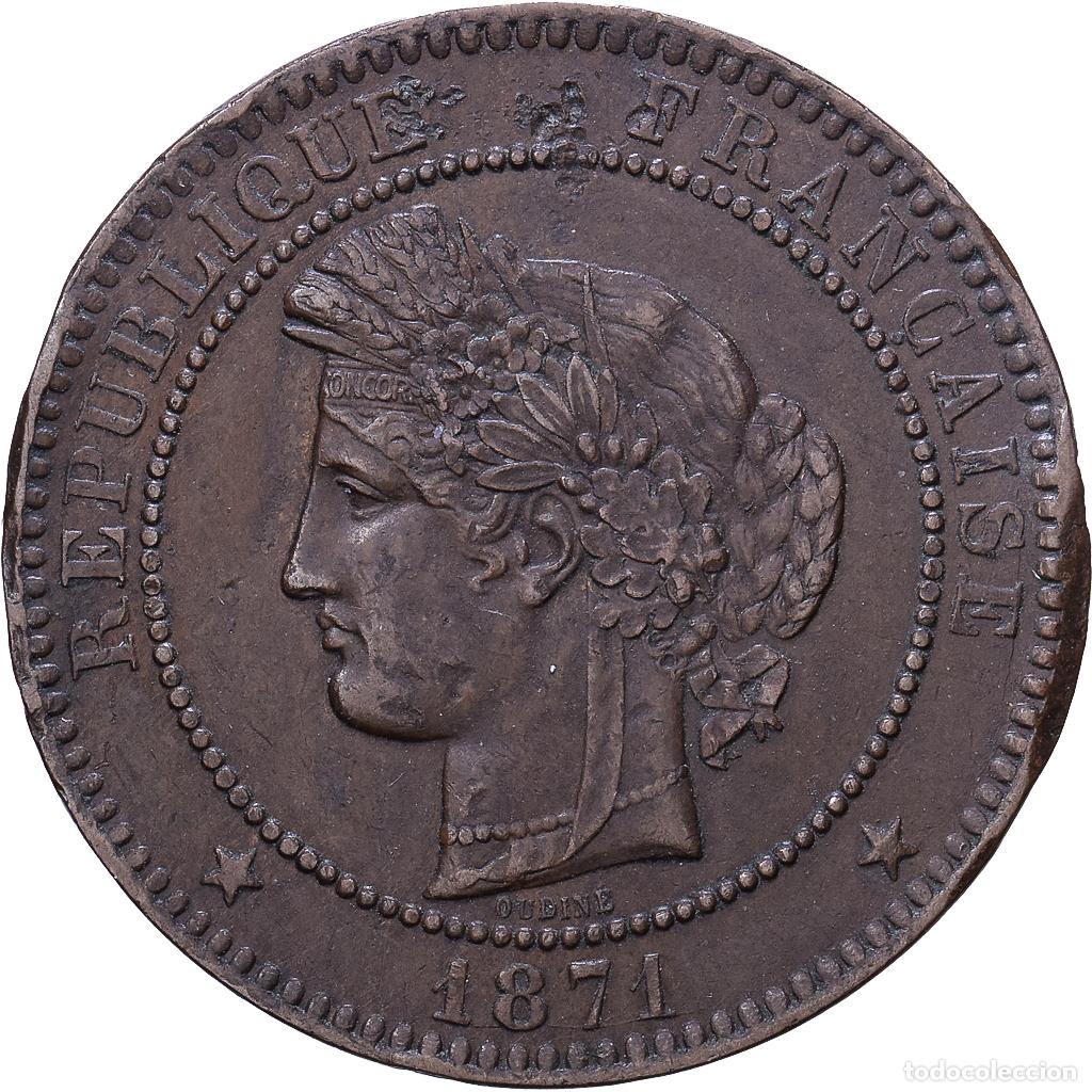 Monedas antiguas de Europa: [#1552655] Francia, 10 Centimes, C&eacute;r&egrave;s, 1871, Paris, Bronce, MBC, Gadoury:265, KM:815.1