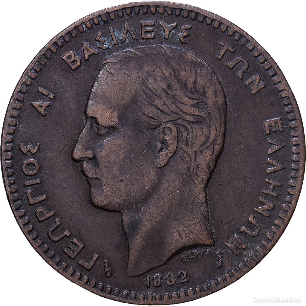 Monedas antiguas de Europa: [#1552666] Grecia, George I, 10 Lepta, 1882, Paris, Cobre, MBC, KM:55