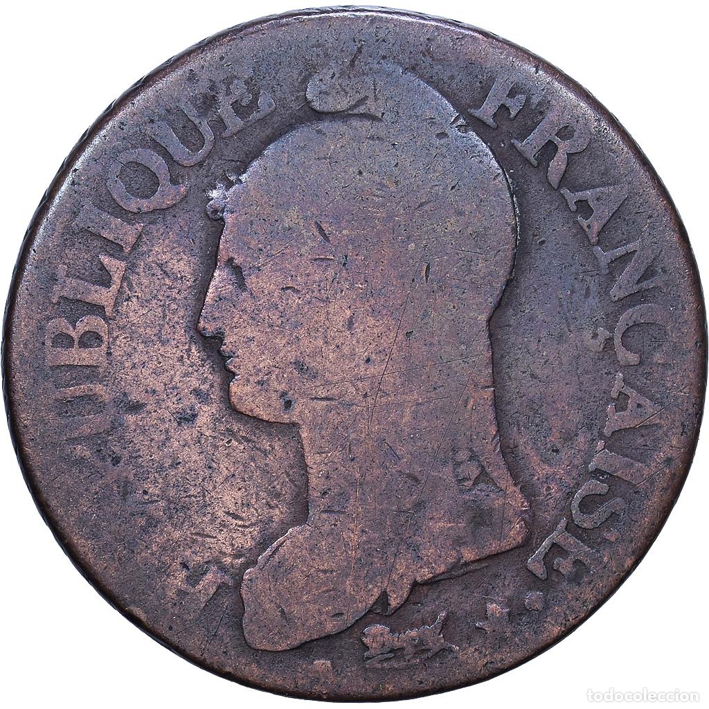 Monedas antiguas de Europa: [#1552616] Francia, 5 Centimes, Dupr&eacute;, AN 8 (1799-1800), Lille, Directoire, Bronce, BC